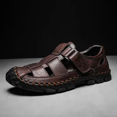 BAOTOU GENUINE LEATHER HOLE LAZY ONE-STEP SANDAL 2899Br