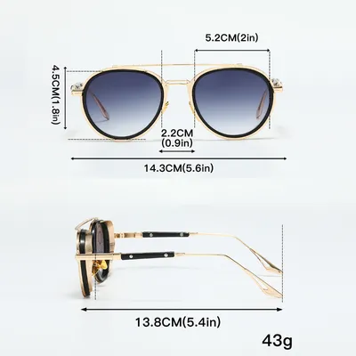 PERSONALIZED OVAL RETRO DOUBLE-BEAM FASHION SUNGLASS 5866G