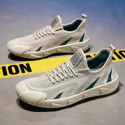 ELASTIC FLY WOVEN BREATHABLE MESH CASUAL SHOE L803Beige