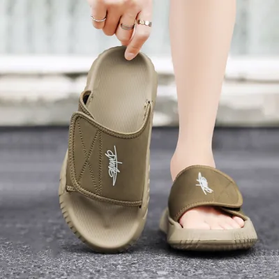 GENUINE LEATHER VELCRO FLIP FLOP 0981Kh
