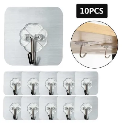Powerful Transparent Wall Hook (10 Pcs)