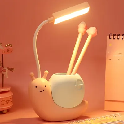 Snail Reading Lamp With Pen Organizer Table Light