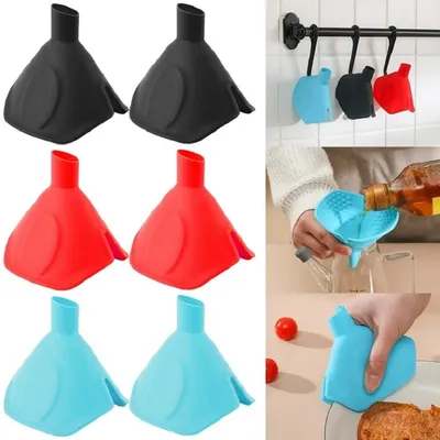2 in 1 Silicone Funnel and Heat Insulation Clip (1 Pair)