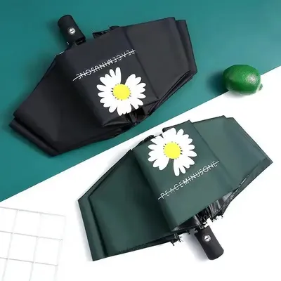 Daisy Pattern Umbrella One Click Press Automatic  On/OFF