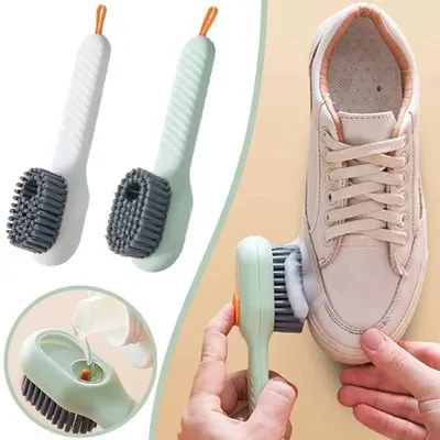 Multifunctional Liquid Adding Soft Fur Shoe Cleaning Brush (1 pc)
