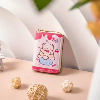 Cute Cartoon Pattern Short Wallet With Zipper