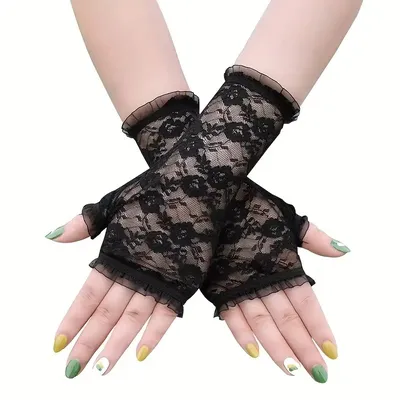 Fashionable Fancy Flower Design Hand Gloves (1 Pair)