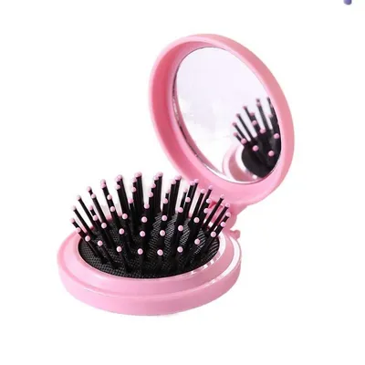 Makeup Mirror And Portable Travel Hair Brush  