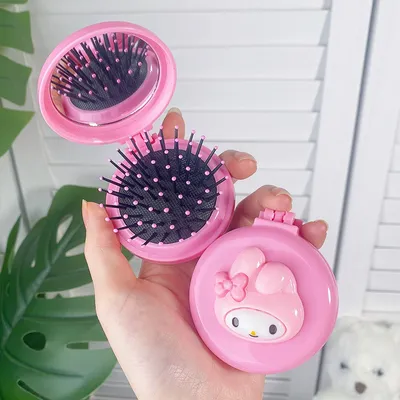 Makeup Mirror And Portable Travel Hair Brush  
