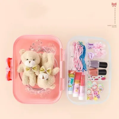 Cute Double Layered Cosmetics Organizer Box