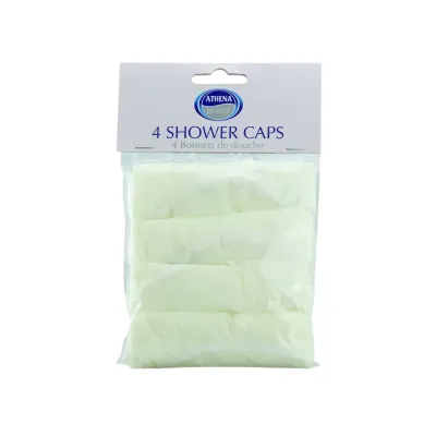 Athena Elasticated Waterproof Shower Cap Pack Of 4