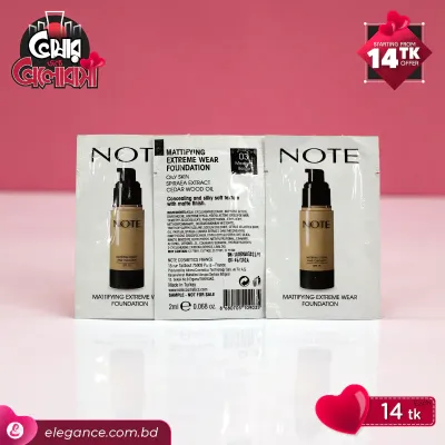 Note Mattifying Extreme Wear 02 Natural Beige  Foundation Sample (Maximum 5pcs)