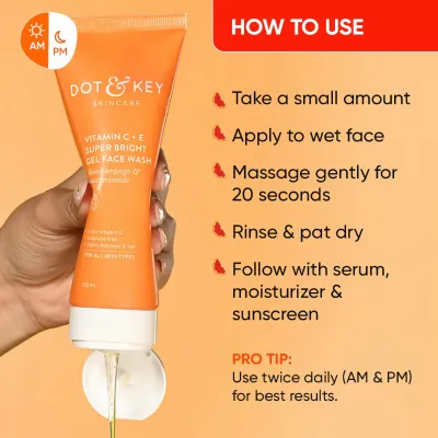 Dot & Key Vitamin C + E Super Bright Gel Face Wash 100ml	