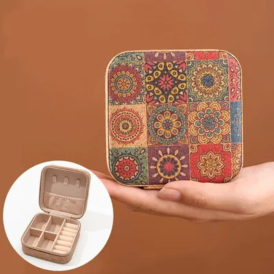 Retro Floral Print Portable Jewellery Storage Box