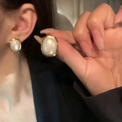 Square Pearl Geometric Earrings 