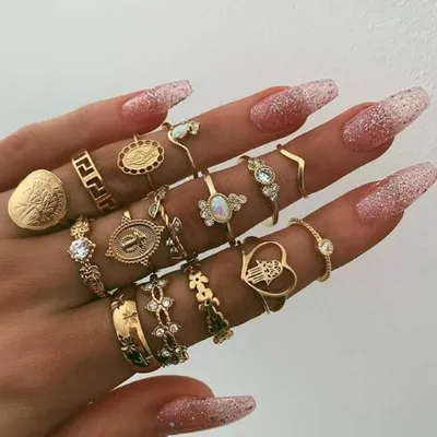 15 Pcs Coin Finger Ring Set