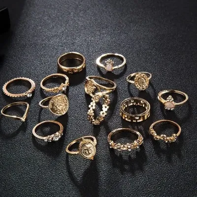 15 Pcs Coin Finger Ring Set