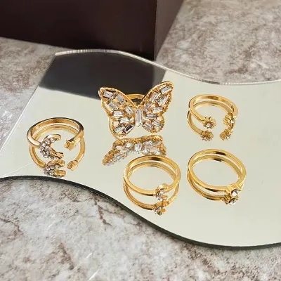 5 Pcs Butterfly Finger Ring Set