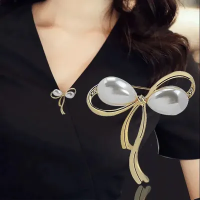 Bow Tie Pearl Hijab Brooch / Hijab Pin (1 Pc) 