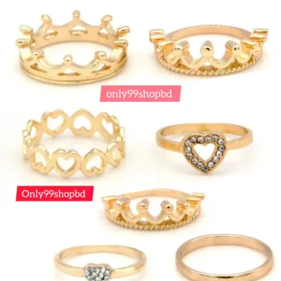 7 Pcs Crown Finger Ring Set