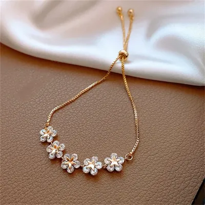 Crystal Flower Cubic Adjustable Bracelet  (1 Pc)
