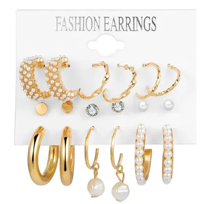 9 Pair Pearl  Earring Set ( 1 set) 