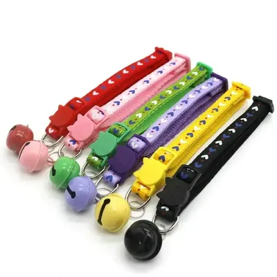 Big Bell Heart Love Cat Small Dog Collar (2 Pc) 