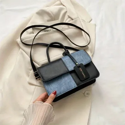 Color Block Splicing Texture Crossbody Bag