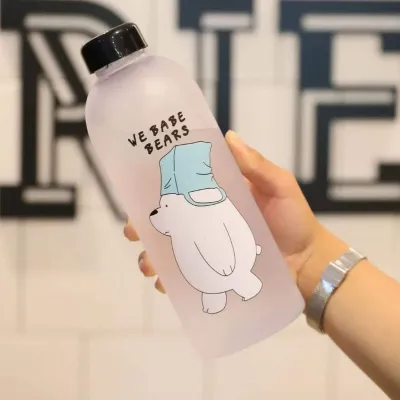 1000 ml Bear Water Bottle with Straw (Frosted)
