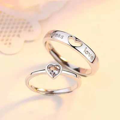2 pc Love Heart Zircon Endless Love Finger Rings
