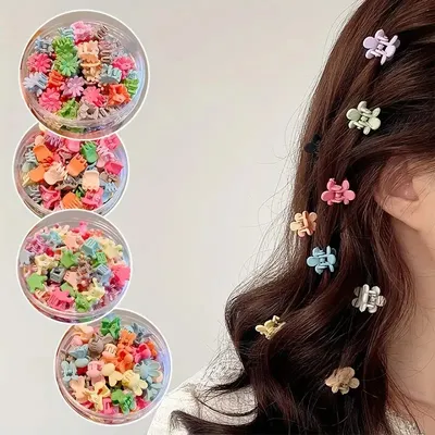 Cute Colorful Rabbit Flower Crown Mini Hair Clips (50 pcs)