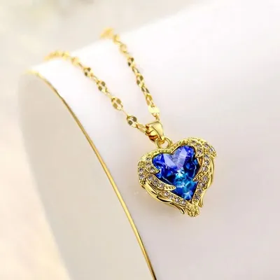 Heart Shaped Colourful Crystal Pendant Necklace 