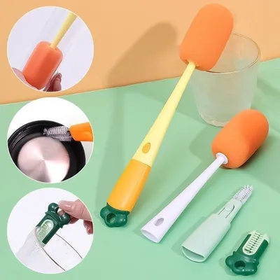 Carrot 3 in 1 Multifunctional Bottle Cleaning Brush (1 Pc)