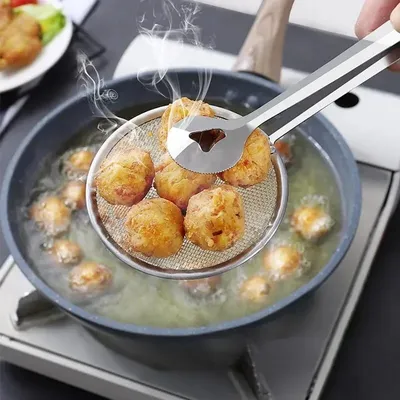 Multifunctional Oil Frying Clamp Filter Spoon with Clip (1 pc)