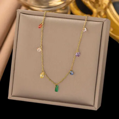 Retro Rainbow Zirconia Necklace