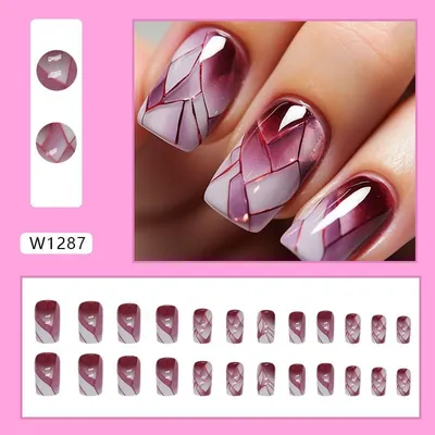 24 Pcs Artificial Trendy Fake Nails (W Series)