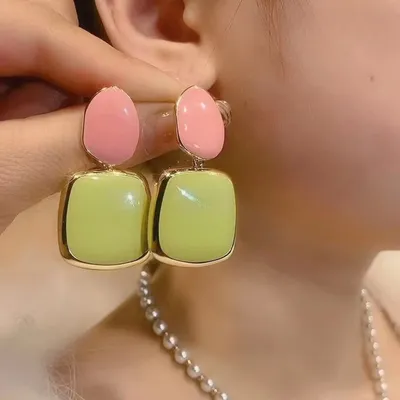 Multicolor Square Dangle Earrings 