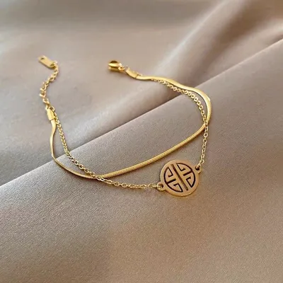Double Layer Korean Style Golden Anklet