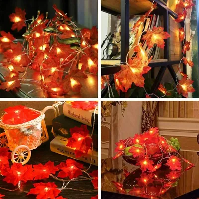 Artificial Fall Maple Leaf With LED String Lights