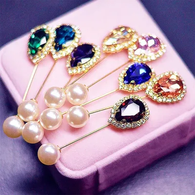 3 pcs Colorful Crystal Hijab Pin