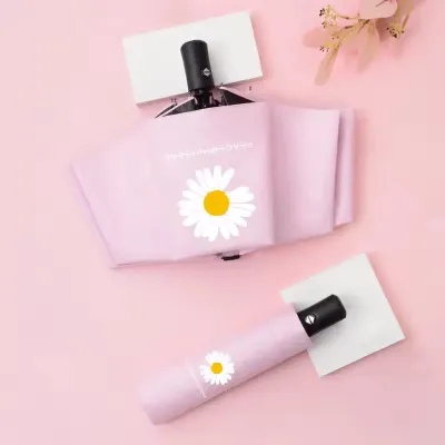 Portable One Button Click Automatic Daisy Pattern Umbrella 