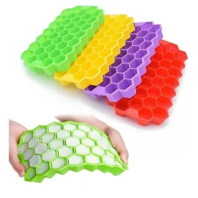 Reusable Silicon Ice Cube Tray with Lid (1 Pc) 