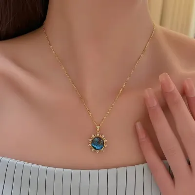  3 Pcs Summer Moonlight Starry Sky Pendant Necklace Earrings Set