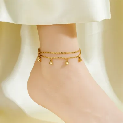 Double Layered Titanium Steel Bell Design Payel Anklet 