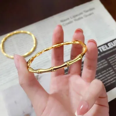 Stainless Steel Bamboo Bangle Bracelet