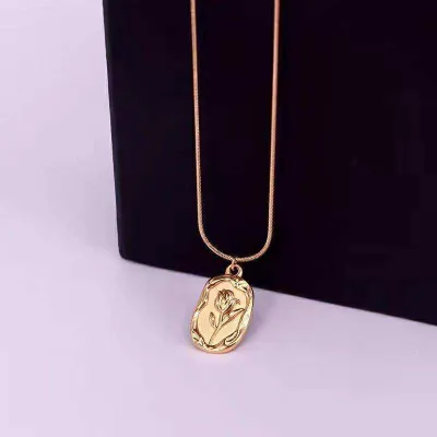 Stainless Steel Tulip Flower Necklace 