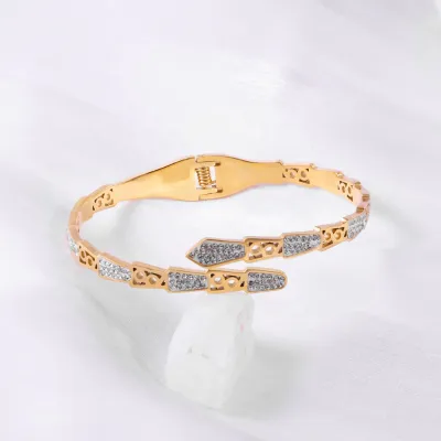 Stainless Steel Zircon Bangle Wristband Bracelet