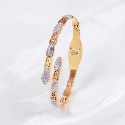 Stainless Steel Zircon Bangle Wristband Bracelet