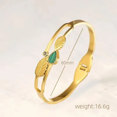 Titanium Steel Leaf Design Cuff Bracelet