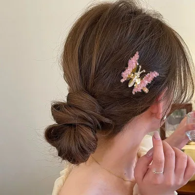  Rhinestone Diamond Moving Butterfly Hair Clips (2pc)